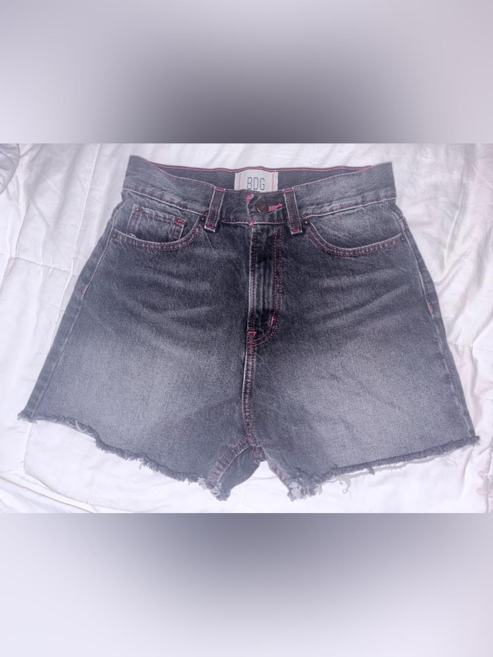 BDG women’s Black Washed Denim Shorts with red Stitching size 26